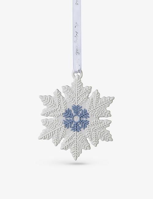 WEDGWOOD: Snowflake porcelain Christmas decoration 10.5cm