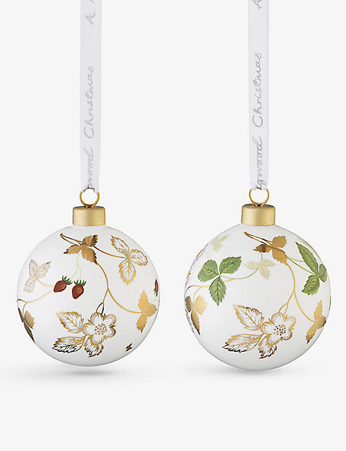 WEDGWOOD：野草莓骨瓷圣诞节装饰两件装 7.7 厘米