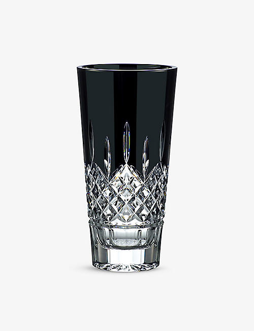 WATERFORD: Lismore Black crystal vase 25cm