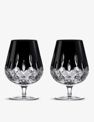 WATERFORD: Lismore Black Brandy crystal glasses set of two
