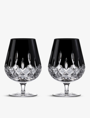 Lismore Black Brandy crystal glasses set...