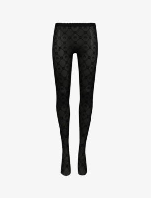 Marine Serre Recycled Moon Fishnet Tights in Black