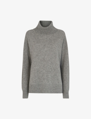Whistles Womens Grey Roll-neck Cashmere Jumper Xs
