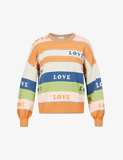 NEVER FULLY DRESSED: True Love stripe-print knitted jumper