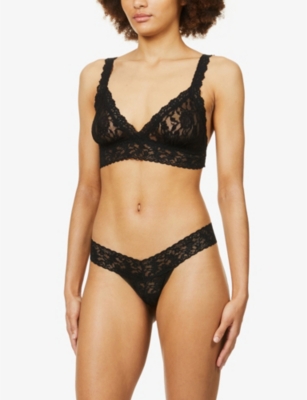Shop Hanky Panky Signature Low-rise Stretch-lace Thong Pack Of Three In Black