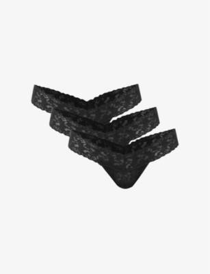 HANKY PANKY: Signature low-rise stretch-lace thong pack of three