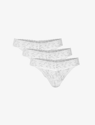 HANKY PANKY: Original-rise stretch-lace thong pack of three