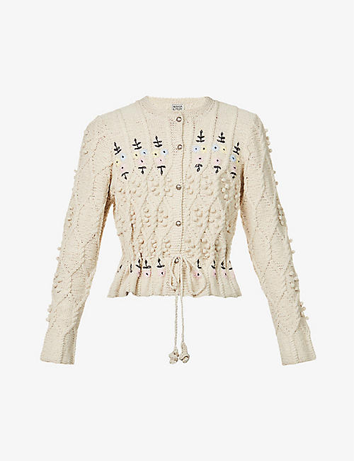 MICHAELA BUERGER: Ida floral-embroidered cotton and linen-blend cardigan