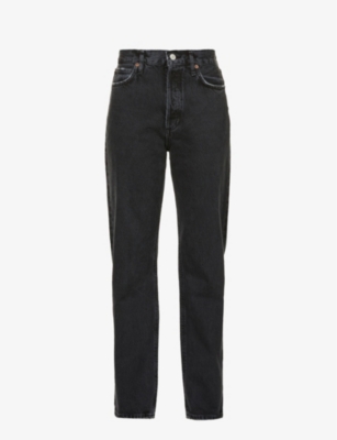 Bailey Relaxed Straight Ankle Jeans With High Rise And Square Pockets - Black  Black