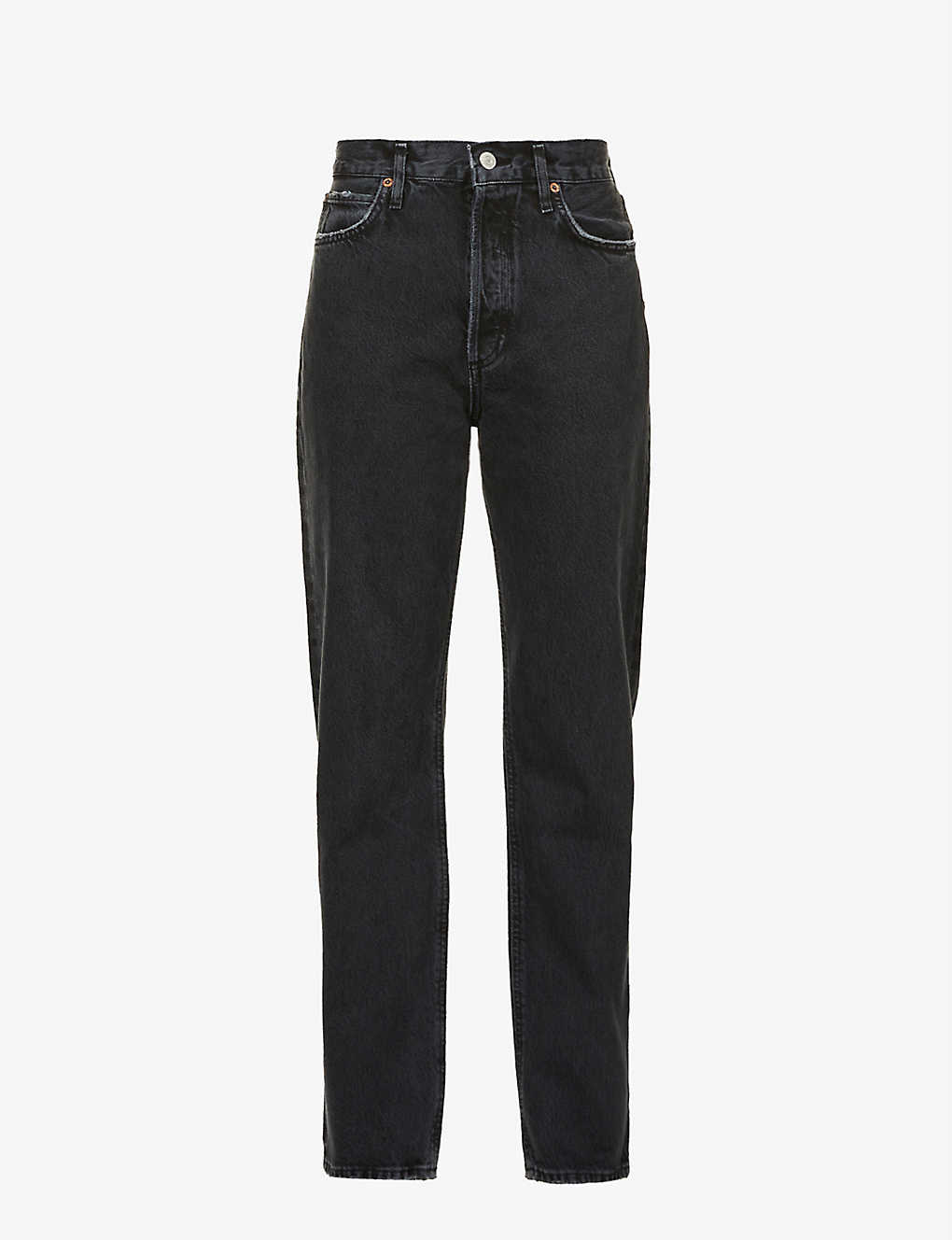 Agolde Womens Black Tea 90s Pinch Waist Straight-leg High-rise Organic-cotton Denim Jeans