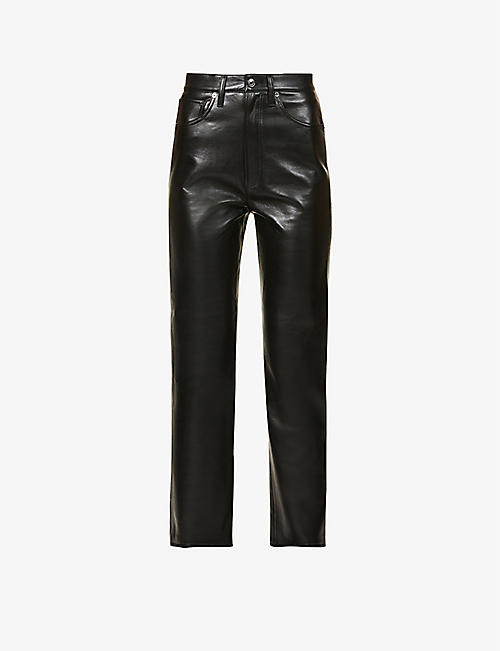 AGOLDE: 90s Pinch straight-leg high-rise recycled-leather-blend jeans