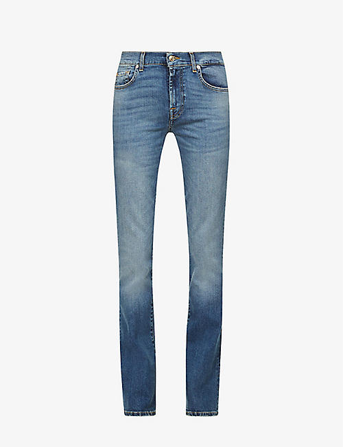 7 FOR ALL MANKIND: Bootcut tapered mid-rise cotton-blend denim jeans