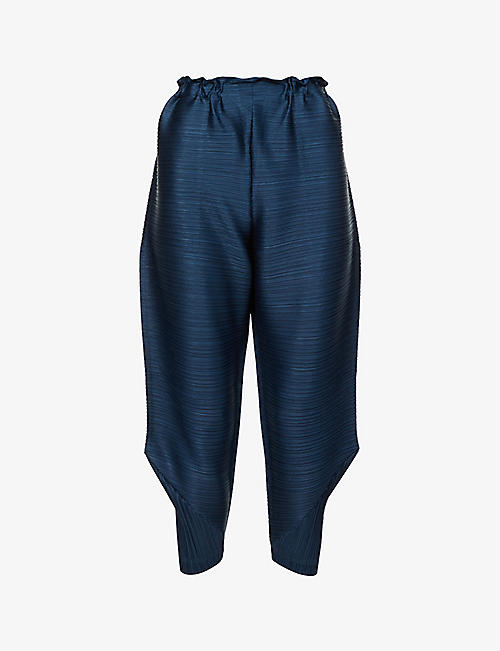 PLEATS PLEASE ISSEY MIYAKE: Pleated mid-rise tapered knitted trousers