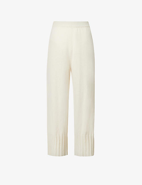 SERIENUMERICA: Cropped wide-leg high-rise cashmere and wool-blend trousers