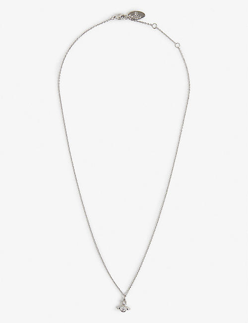 VIVIENNE WESTWOOD JEWELLERY: London Orb silver-tone brass and cubic zirconia pendant necklace