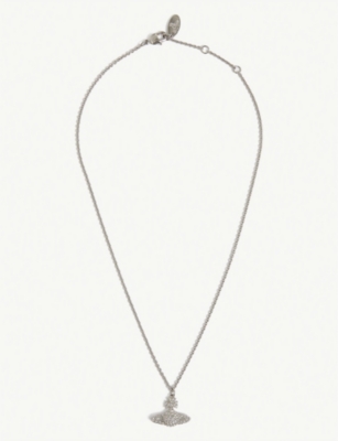 Vivienne Westwood Jewellery Grace Bas Relief Brass And Cubic Zirconia Necklace In Silver