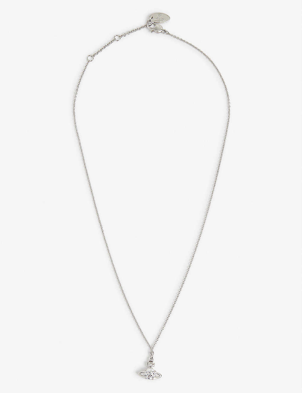 Vivienne Westwood Jewellery Reina Orb Brass And Cubic Zirconia Pendant Necklace In Silver/white