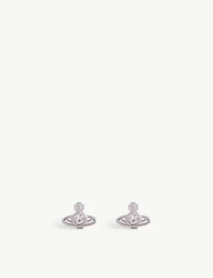 VIVIENNE WESTWOOD JEWELLERY: Nano Solitaire platinum-plated brass and crystal stud earrings