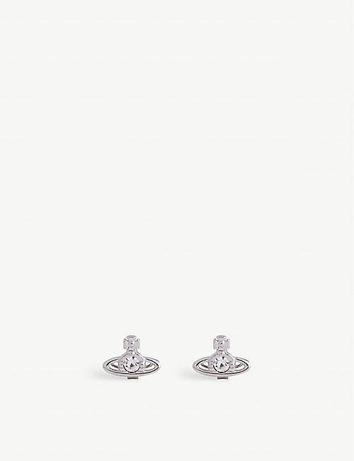 VIVIENNE WESTWOOD JEWELRY: Nano Solitaire platinum-plated brass and crystal stud earrings