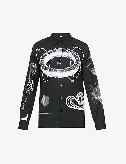 MSFTSREP: Graphic-print long-sleeved stretch-cotton shirt
