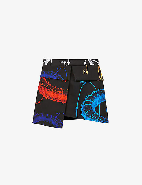 MSFTSREP: Antigravity graphic-printed stretch-woven skirt