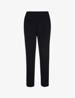 Whistles Ella Cropped Slim-leg Mid-rise Stretch-woven Trousers In Navy