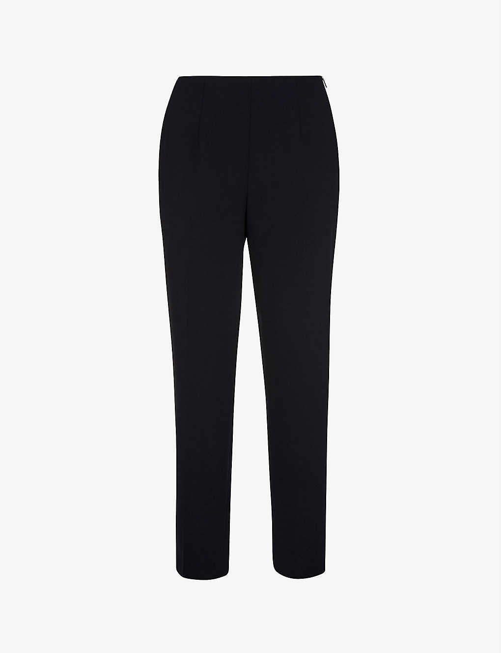 Whistles Ella Cropped Slim-leg Mid-rise Stretch-woven Trousers In Navy