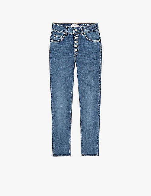 REISS: Bailey cropped mid-rise stretch-denim jeans