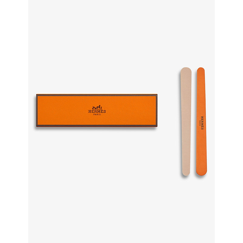 Shop Hermes Les Mains Hermès Nail File Set Of 12 In Beige/orange