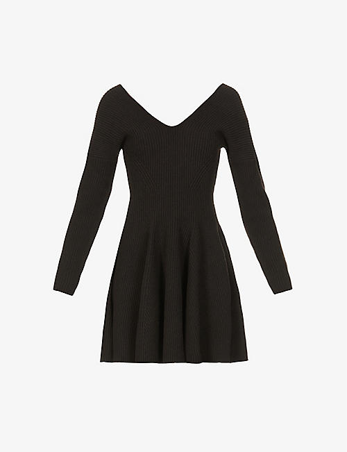 ALEXANDER MCQUEEN: Off-the-shoulder wool and cashmere-blend mini dress