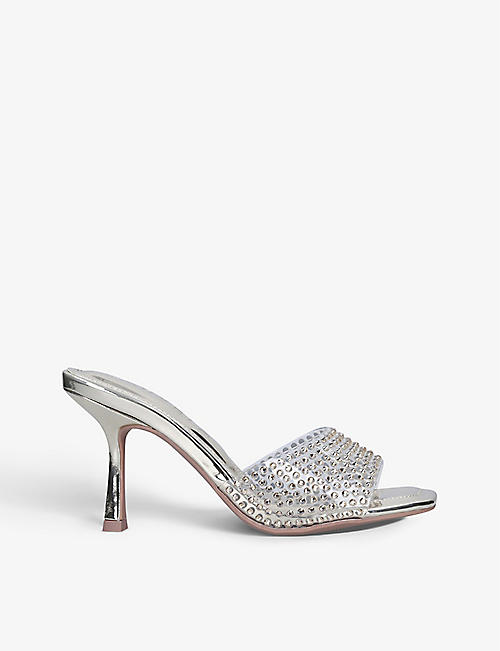 CARVELA: Shimmer gem-embossed vinyl heeled mules