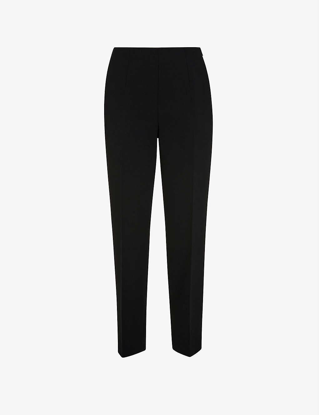 Whistles Ella Cropped Slim-leg Mid-rise Stretch-woven Trousers In Black