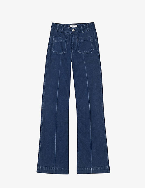 REISS: Isa wide-leg high-rise stretch-denim jeans
