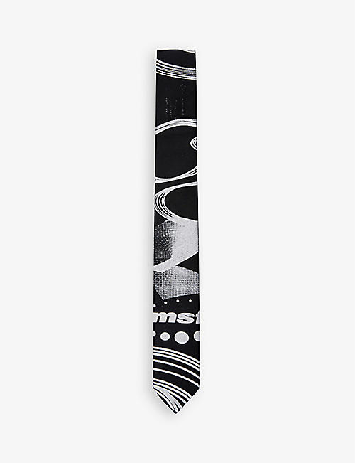 MSFTSREP: Graphic-print slim stretch-woven tie
