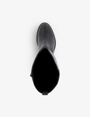 Shop Dune Womens Black-leather Tildings Croc-effect Knee-high Leather Riding Boots