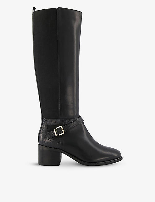 DUNE: Tildings croc-effect knee-high leather riding boots