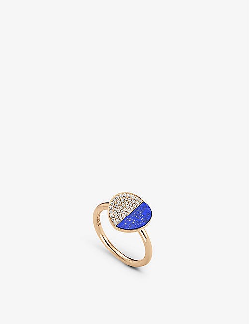 BUCHERER FINE JEWELLERY: B Dimension 18ct rose-gold, 0.2ct brilliant-cut diamonds and lapis lazuli ring