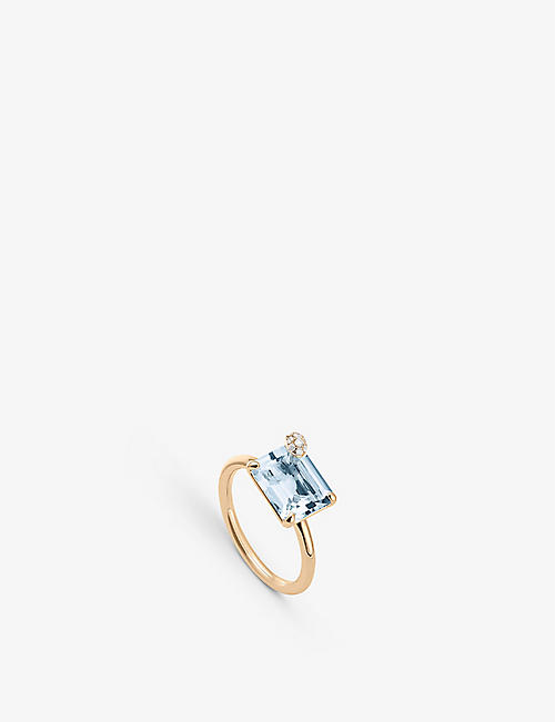 BUCHERER FINE JEWELLERY: Peekaboo 18ct rose-gold 2.77ct emerald-cut aquamarine and 0.05ct brilliant-cut diamond ring