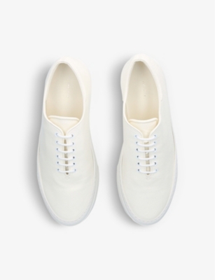 Shop The Row Women's White Marie H Lace-up Leather Trainers