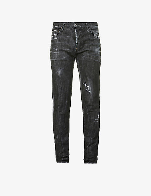 DSQUARED2: Tapered mid-rise stretch-denim jeans