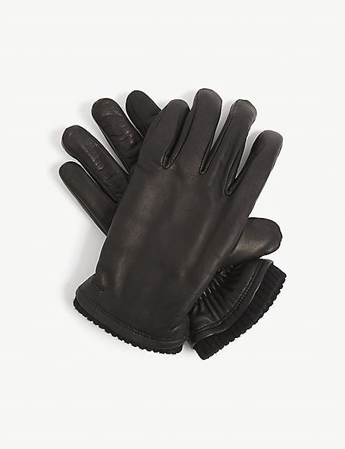 HESTRA: John logo-embossed leather gloves