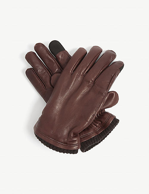 HESTRA: John logo-embossed leather gloves