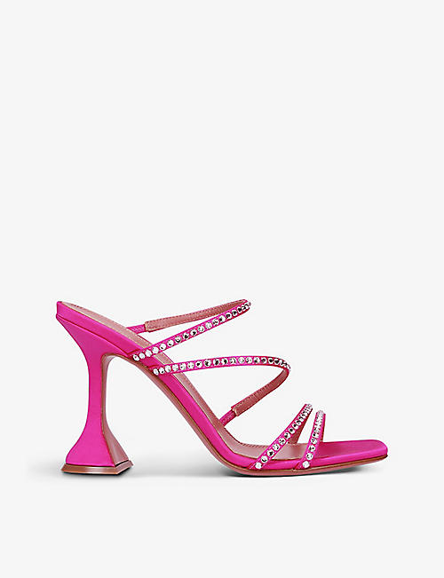 AMINA MUADDI: Naima crystal-embellished satin heeled sandals
