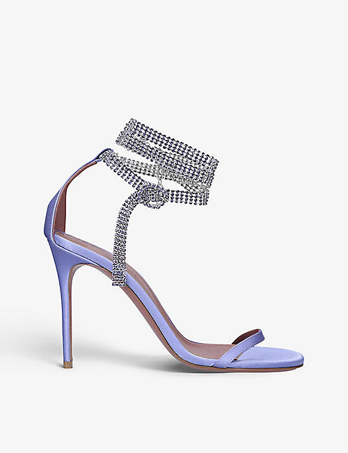 AMINA MUADDI: Giorgia crystal-embellished satin heeled sandals