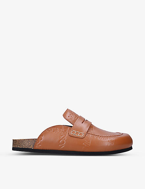 JW ANDERSON: Logo-embossed contrast-stitching leather loafers