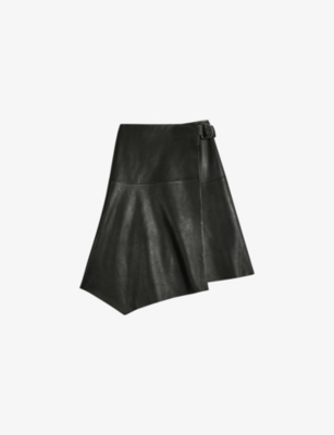 TED BAKER - Roseme asymmetric leather midi skirt | Selfridges.com