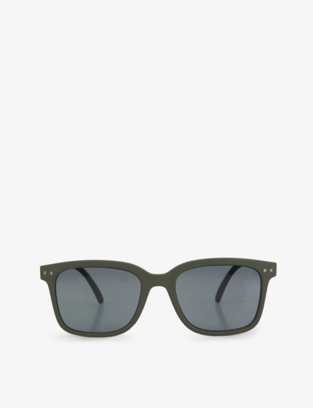 #L square-framed khaki green sunglasses