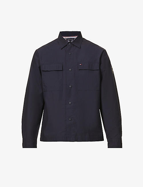TOMMY HILFIGER: Logo-patch relaxed-fit cotton-poplin overshirt