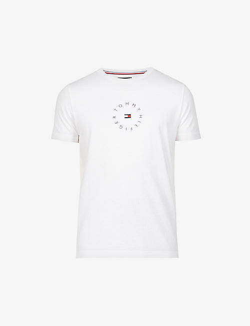 TOMMY HILFIGER：Roundall 徽标印花平纹针织棉 T 恤