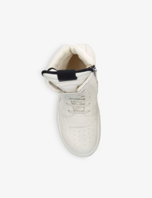 Shop Rick Owens Boys Beige Kids High-top Leather Trainers 6-9 Years